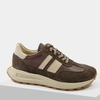 Kampa N1291 Brązowe sneakersy damskie skórzane na grubszej podeszwie