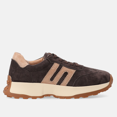 Sneakersy damskie VENEZIA półbuty sportowe skórzane brązowe V408-00396