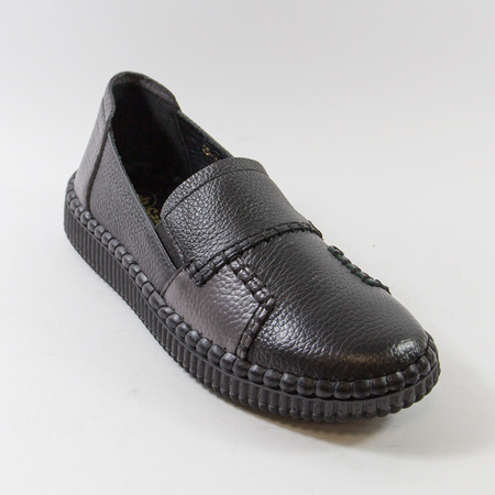 Półbuty damskie CAMBELL Czarne skórzane wsuwane slip'on 15300