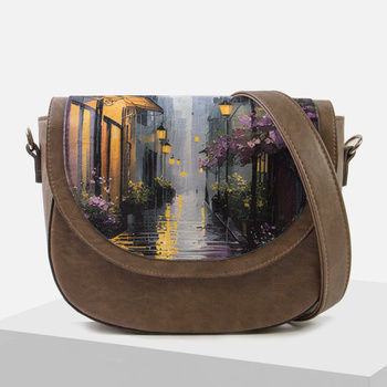 Torebka damska Luigisanto Listonoszka Brązowa z printem Na ramię i do ręki