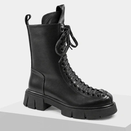 Venezia V439 czarne workery damskie skórzane botki sznurowane
