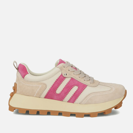 Sneakersy damskie FILIPPO Beżowe róż skórzane półbuty na platformie 6743