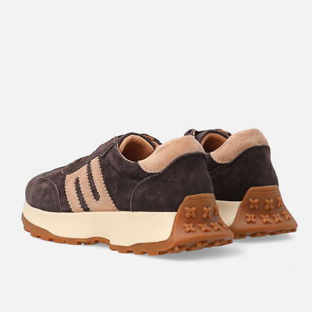 Sneakersy damskie VENEZIA półbuty sportowe skórzane brązowe V408-00396