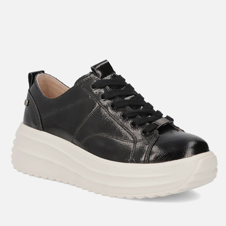 Sneakersy damskie FILIPPO Czarne lakier skórzane półbuty na platformie 6795