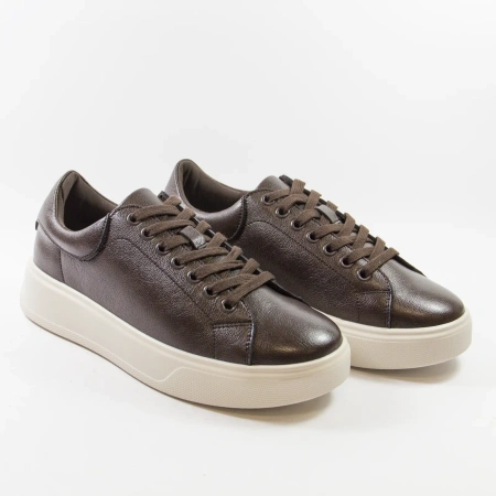 Cambell 19379 brązowe sneakersy damskie skórzane na platformie
