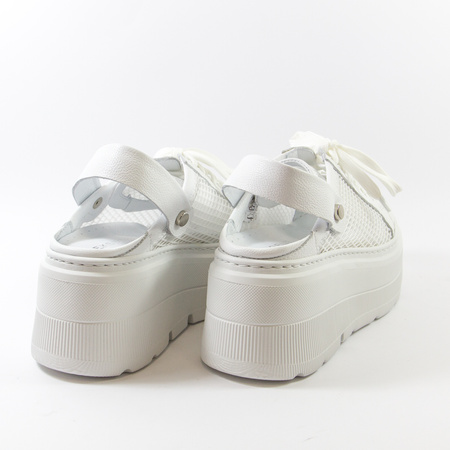 Sneakersy damskie EKSBUT Białe siateczkowe sandały skórzane Slingback 7233