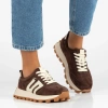 Filippo 6743 brązowe sneakersy damskie zamszowe na platformie