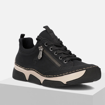 Półbuty damskie RIEKER Sneakersy czarne Trzewiki Antistress 45973-00