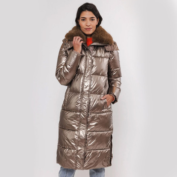 Długi płaszcz Rino & Pelle Heart Padded z odpinanym kapturem brązowy