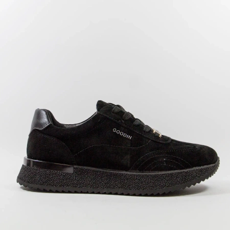 Goodin 1079 czarne sneakersy damskie zamszowe na platformie