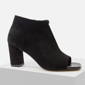 Sandały damskie VISCONI Czarne zamszowe skórzane Botki wiosenne 7683