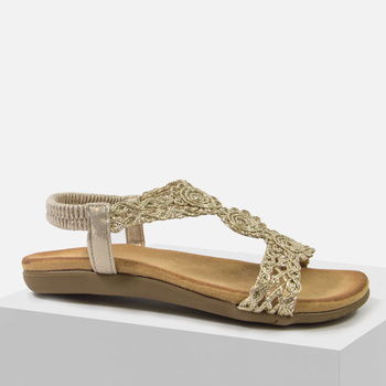Sandały damskie ARTIKER 56C1281 Złote płaskie Wsuwane na gumce Komfortowe