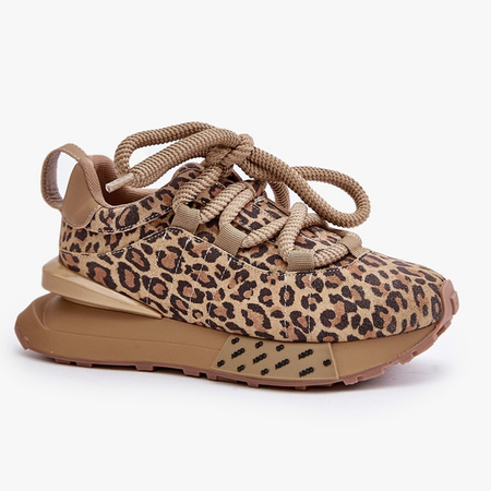 Sneakersy damskie ARTIKER Skórzane Zamszowe półbuty brązowe w panterkę