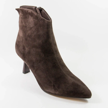Cambell 98340 Brązowe zamszowe botki damskie na obcasie 7 cm