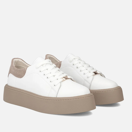 Filippo 6119 białe sneakersy damskie skórzane na platformie