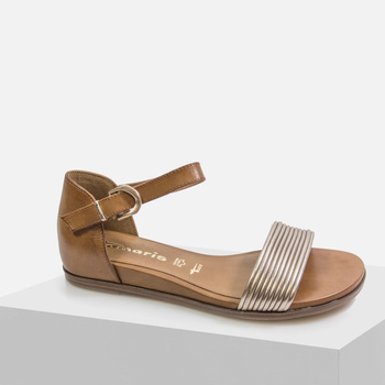 Sandały damskie TAMARIS skórzane brązowe klasyczne 28110