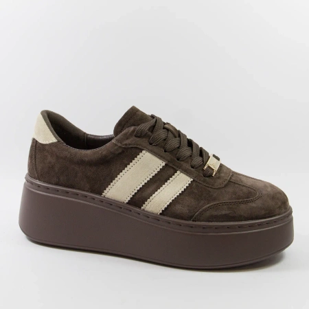 Goodin 1044 brązowe sneakersy damskie zamszowe na platformie