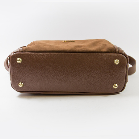 Torebka damska VEZZE Listonoszka Skórzana Brązowa Trzykomorowa V002