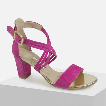 Sandały damskie SOHO 2071 Prestige Różowe Zamszowe skórzane Fuksja eleganckie na obcasie Wesele