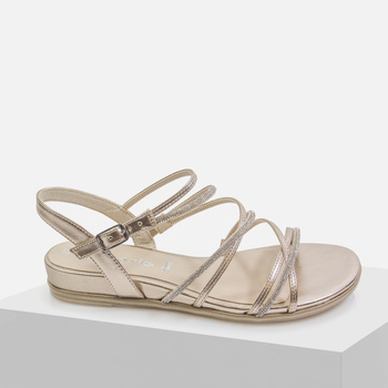 Sandały damskie TAMARIS 28103 Złote eleganckie z kryształkami
