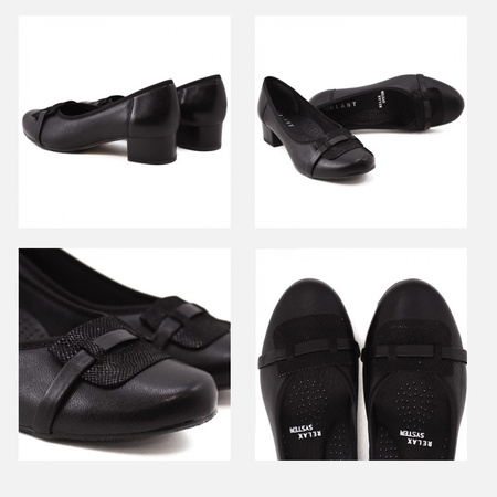 Galant 2788 czółenka damskie czarne skórzane Relax