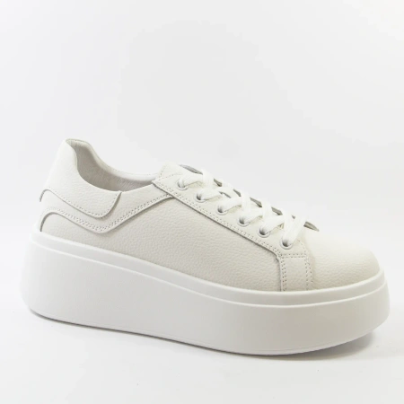 Goodin 1072 białe sneakersy damskie skórzane na platformie