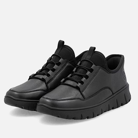Półbuty damskie RIEKER Sneakersy czarne sportowe N1357-00