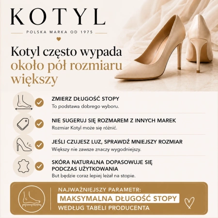 Kotyl 5439 perłowe czółenka damskie skórzane na obcasie