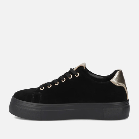 Sneakersy damskie FILIPPO Skórzane półbuty zamszowe platformie Czarne 6850