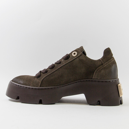 Półbuty damskie CHEBELLO Skórzane zamszowe brązowe sneakersy 4632