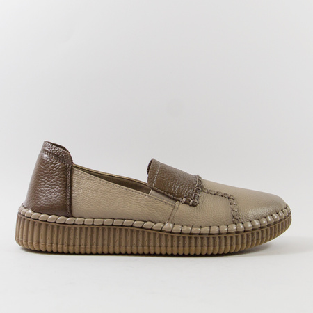 Półbuty damskie CAMBELL Beżowe skórzane wsuwane slip'on 15300