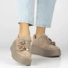 Filippo DP7987 Beżowe sneakersy damskie zamszowe na platformie 
