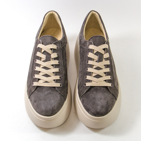 Półbuty damskie SOHO 8110 Brązowe Sneakersy skórzane na platformie