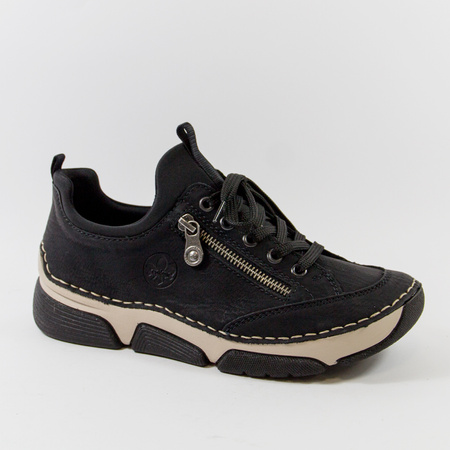 Półbuty damskie RIEKER Sneakersy czarne Trzewiki Antistress 45973-00