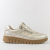 Caprice 23761 półbuty damskie skórzane srebrne sneakersy na suwak