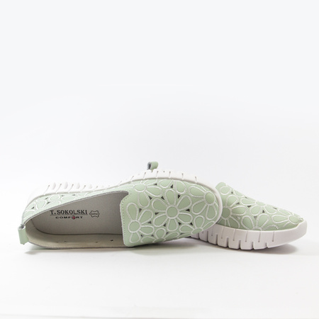 Półbuty damskie T.SOKOLSKI Miętowe Ażurowe Slip-on Wsuwane Zielone W25-29