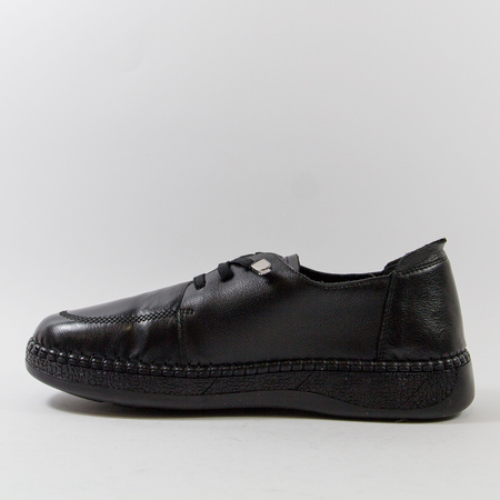 Półbuty damskie CAMBELL czarne sneakersy skórzane wiązane 15301