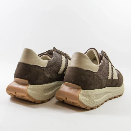 Kampa N1291 Brązowe sneakersy damskie skórzane na grubszej podeszwie
