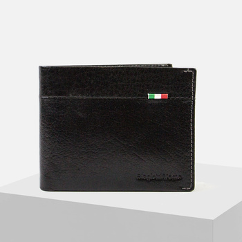 Portfel Męski BIAGIOTTI Skórzany Elegancki czarny poziomy