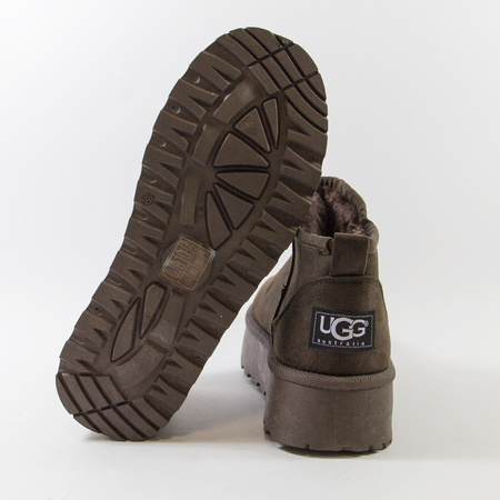 Śniegowce damskie EMU Botki na platformie brązowe ocieplane na zimę VL241