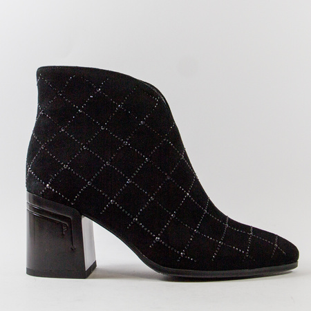 Botki damskie D&A Czarne zamszowe Sztyblety z cyrkoniami Eleganckie
