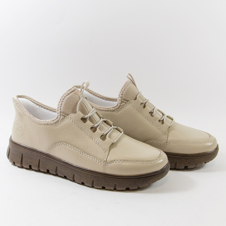 Półbuty damskie RIEKER Beżowe sportowe sneakersy Antistress wsuwane N1357