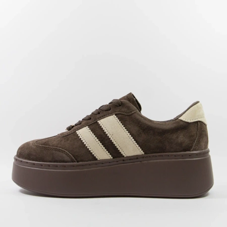 Goodin 1044 brązowe sneakersy damskie zamszowe na platformie