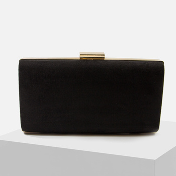 Elegancka kopertówka wizytowa Czarna torebka Wesele impreze zamszowa TL261D