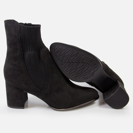 Botki damskie MARCO TOZZI Czarne zamszowe na obcasie eleganckie 25392