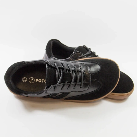 Potocki 19504 czarne skórzane półbuty damskie barefoot