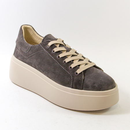 Półbuty damskie SOHO 8110 Brązowe Sneakersy skórzane na platformie