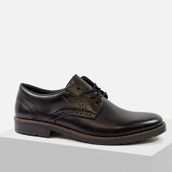 Półbuty męskie RIEKER  wizytowe skórzane czarne eleganckie 14642-00