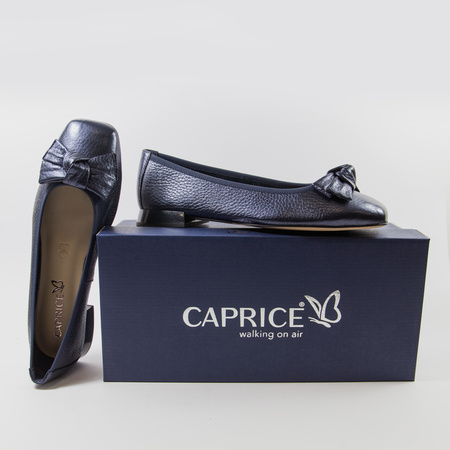 Caprice 22105 baleriny damskie granatowe ze skóry jelenia