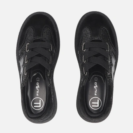 Filippo 7978 czarne sneakersy damskie skórzane na platformie